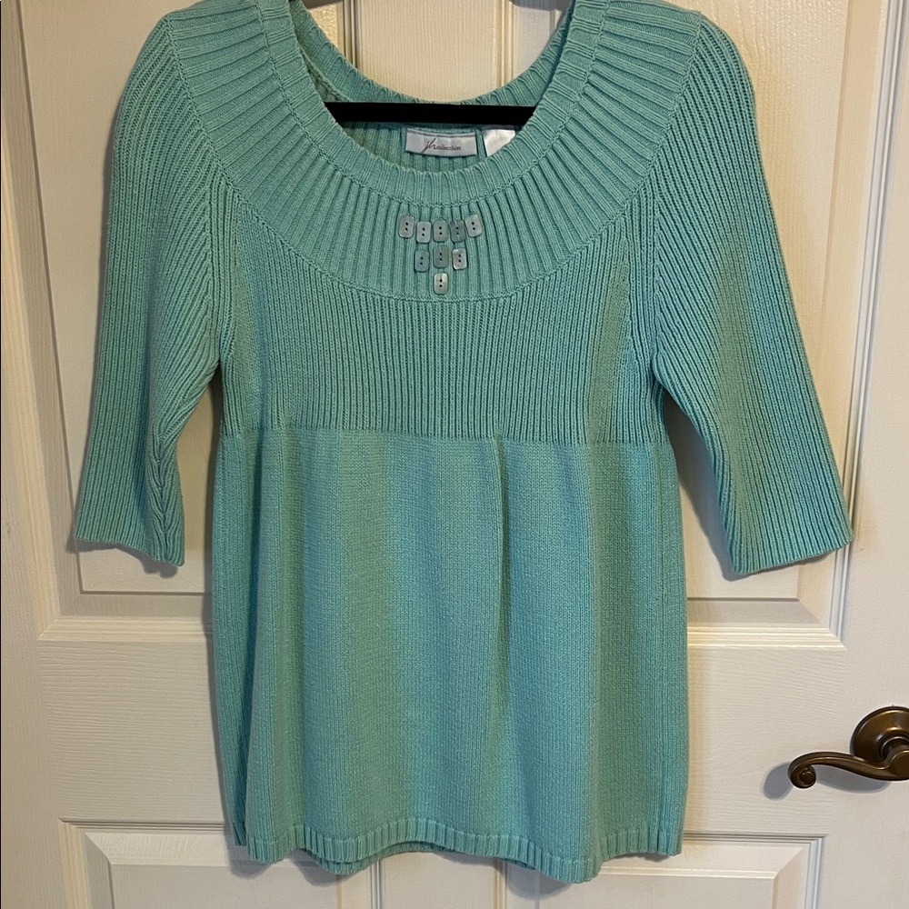 JH Collectibles Aqua Scoop Neck Sweater